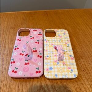 Loopy Cherry and Floral Pattern Phone Cases - Pink and Yellow - IPhone 13